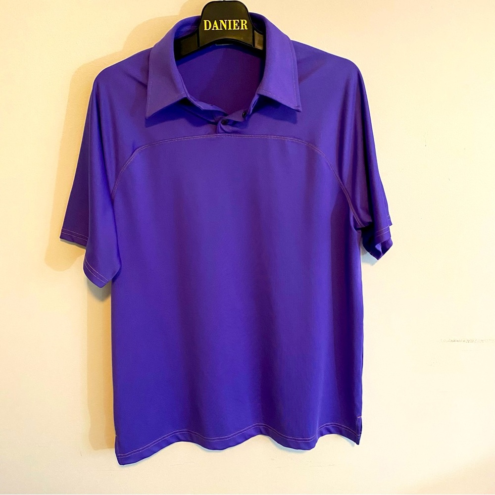 QED golf shirt. Big horn. Purple. Light washable preloved. Good condition
